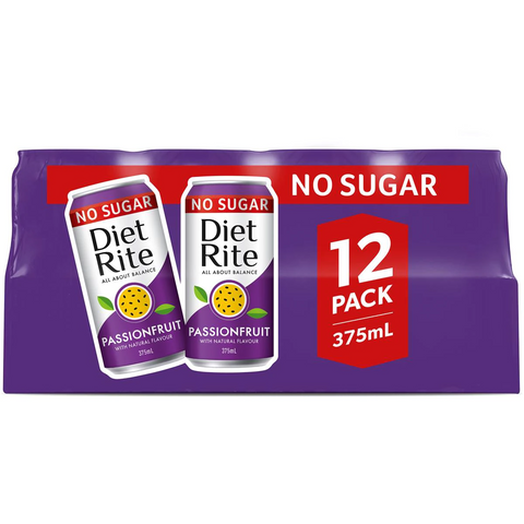 Diet Rite No Sugar Passionfruit Cans 12 X 375ml