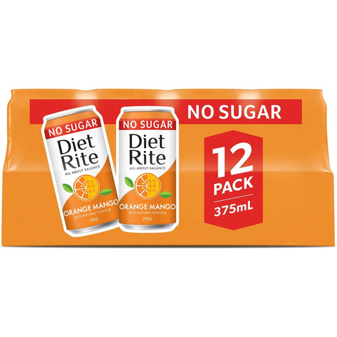 Diet Rite Orange Mango 375ml X 12 Pack