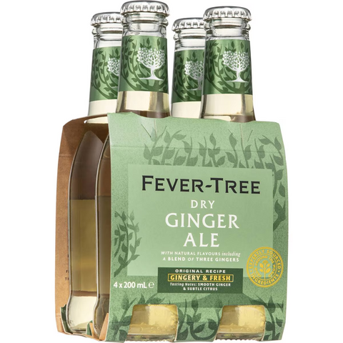 Fever-tree Premium Dry Ginger Ale Bottles 200ml X 4 Pack