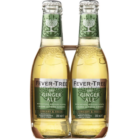 Fever-tree Premium Dry Ginger Ale Bottles 200ml X 4 Pack