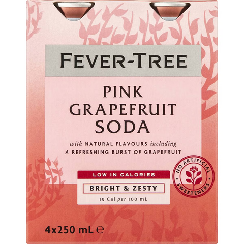 Fever-tree Pink Grapefruit Soda 250ml X 4 Pack