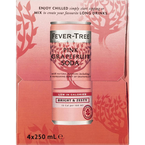 Fever-tree Pink Grapefruit Soda 250ml X 4 Pack