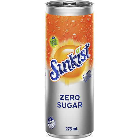 Sunkist Zero Sugar Orange Soft Drink Mini Cans Multipack Sugar Free 275ml