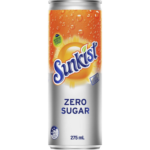 Sunkist Zero Sugar Orange Soft Drink Mini Cans Multipack Sugar Free 275ml