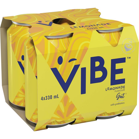 Vibe Gut With Prebiotics Lemonade Soft Drink Multipack Cans 330ml X 4