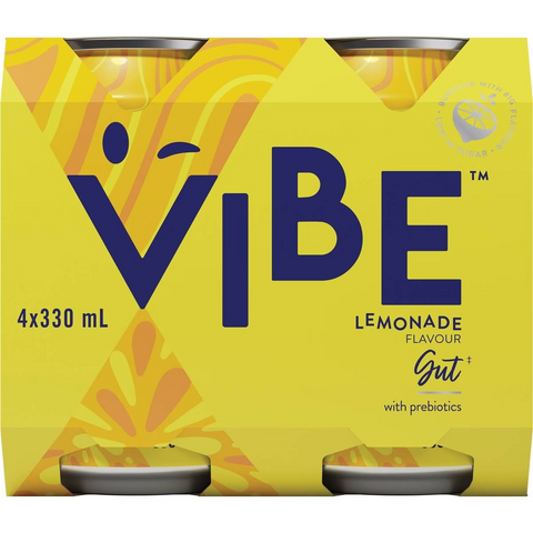 Vibe Gut With Prebiotics Lemonade Soft Drink Multipack Cans 330ml X 4