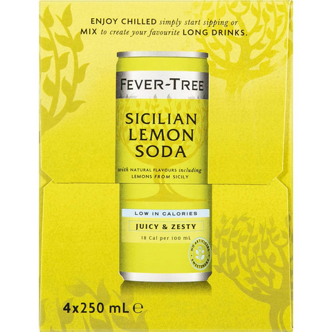 Fever-tree Sicilian Lemon Soda 250ml X 4 Pack