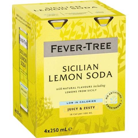 Fever-tree Sicilian Lemon Soda 250ml X 4 Pack