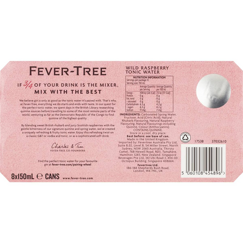 Fever-tree Wild Raspberry Tonic 150ml X 8 Pack