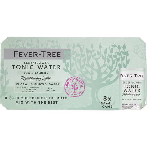 Fever-tree Elderflower Tonic Cans 150ml X 8 Pack