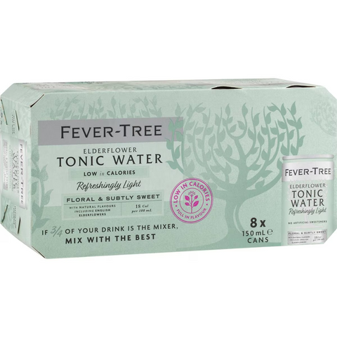 Fever-tree Elderflower Tonic Cans 150ml X 8 Pack