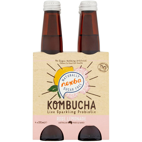 Nexba Rose Lemonade Sugar-free Kombucha 330ml X 4 Pack