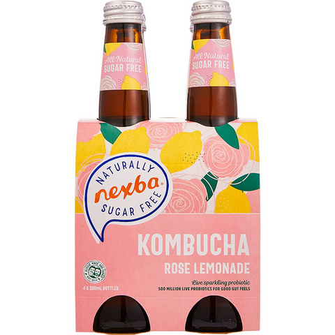 Nexba Rose Lemonade Sugar-free Kombucha 330ml X 4 Pack