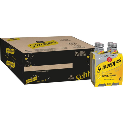 Schweppes Zero Sugar Mixers Indian Tonic Water Bottles Multipack 300ml X 4