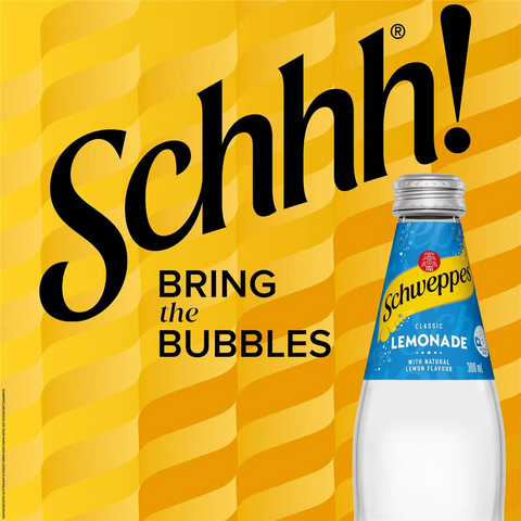 Schweppes Lemonade Soft Drink Bottle Glass Multipack 300ml X 4 Pack