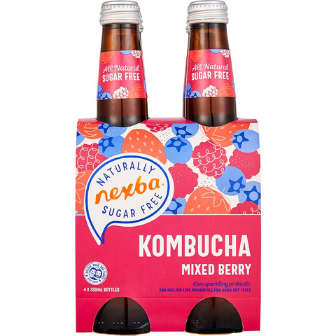 Nexba Mixed Berry Sugar-free Kombucha 330ml X 4 Pack