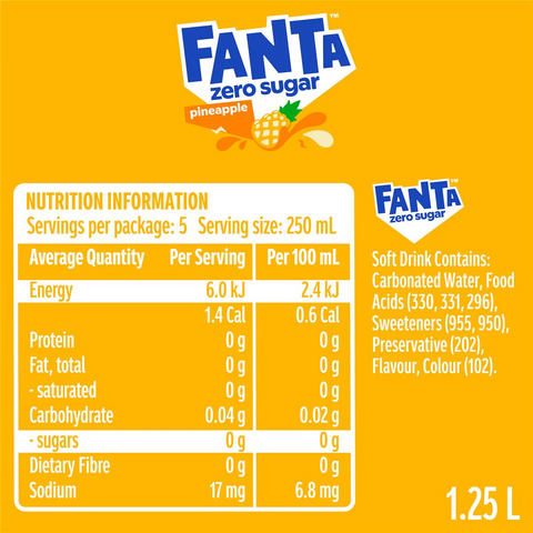 Fanta Pineapple Zero Sugar 1.25l