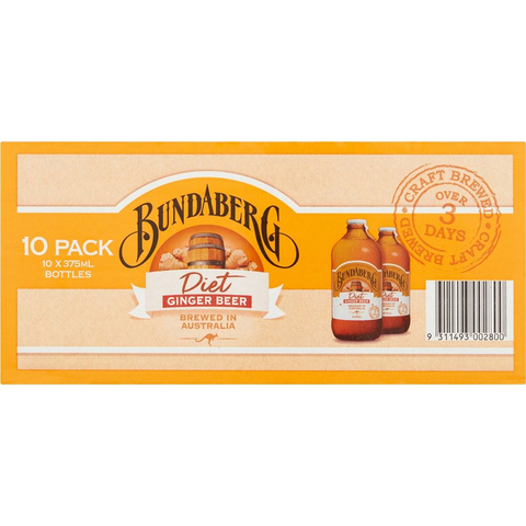 Bundaberg Diet Ginger Beer 375ml X10 Pack