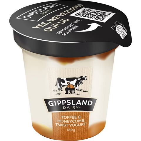 Gippsland Dairy Toffee Honeycomb Twist Yoghurt 160g