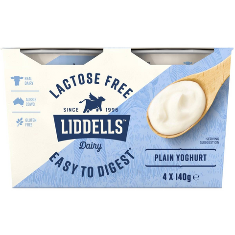 Liddells Lactose Free Yoghurt Plain 140g X 4 Pack