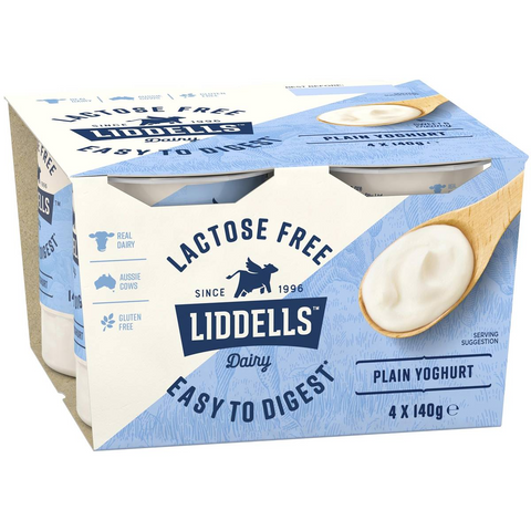 Liddells Lactose Free Yoghurt Plain 140g X 4 Pack