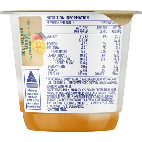 Dairy Farmers Thick & Creamy Mango & Fingerlime Yoghurt 140g