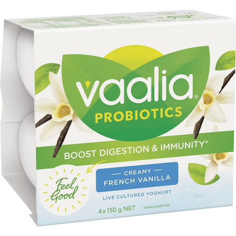 Vaalia Probiotic Yoghurt French Vanilla 150gx 4 Pack