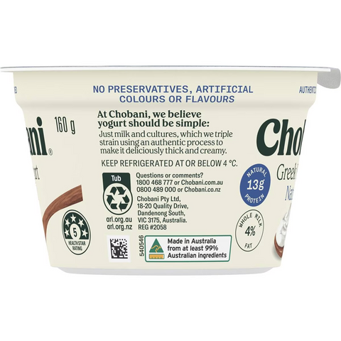 Chobani Greek Yogurt Natural 160g