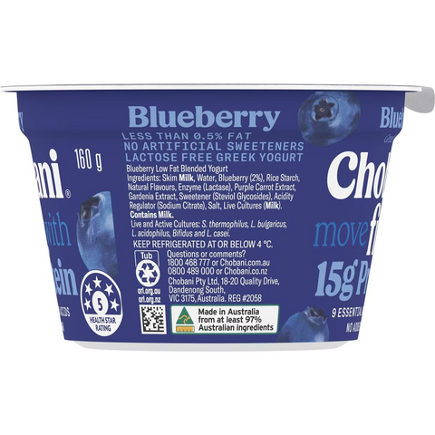 Chobani Fit Blueberry Greek Yogurt 160g