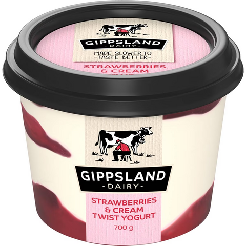 Gippsland Dairy Twist Yoghurt Strawberries & Cream 700g