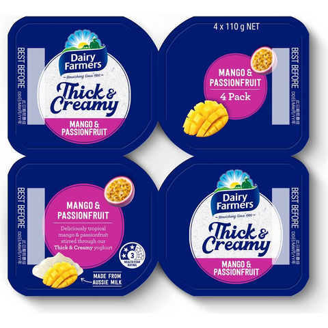 Dairy Farmers Thick & Creamy Mango & Passionfruit Yoghurt 4 Pack