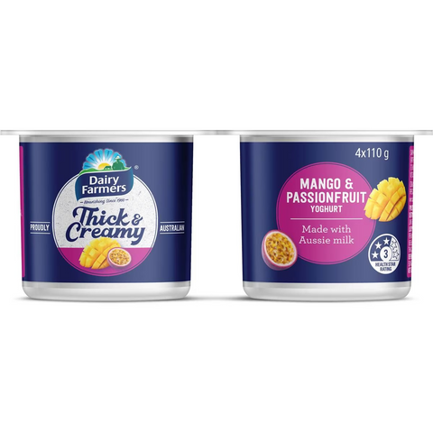 Dairy Farmers Thick & Creamy Mango & Passionfruit Yoghurt 4 Pack