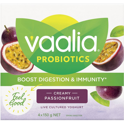 Vaalia Probiotic Yoghurt Passionfruit 150gx 4 Pack