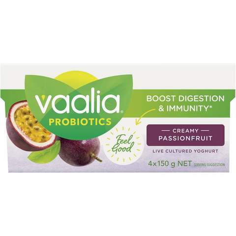 Vaalia Probiotic Yoghurt Passionfruit 150gx 4 Pack