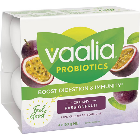 Vaalia Probiotic Yoghurt Passionfruit 150gx 4 Pack