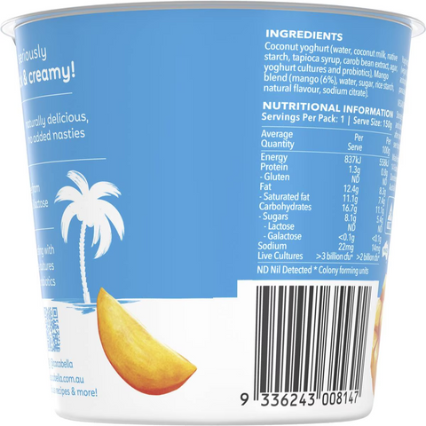 Cocobella Dairy Free Coconut Yoghurt Mango 150g