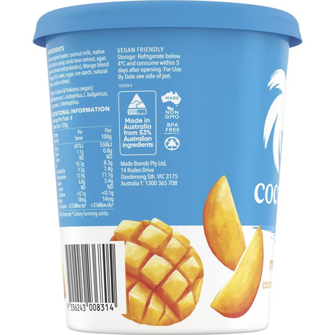 Cocobella Dairy Free Coconut Yoghurt Mango 500g