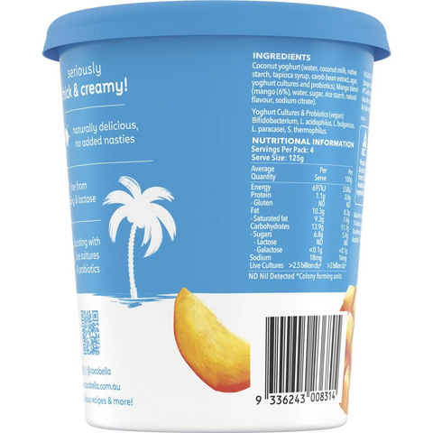 Cocobella Dairy Free Coconut Yoghurt Mango 500g