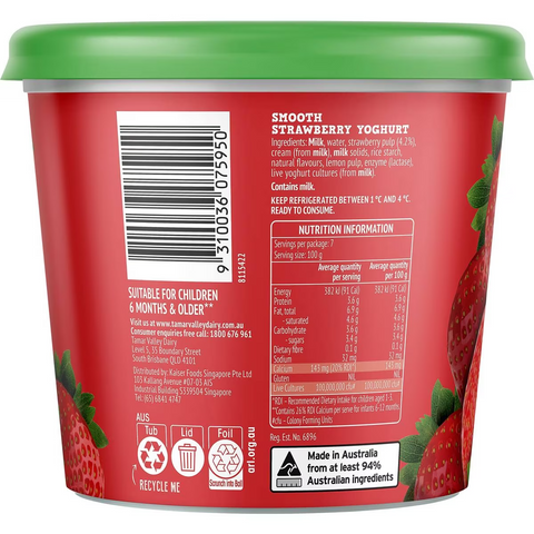 Tamar Valley Kids Greek Style Yoghurt Strawberry 700g