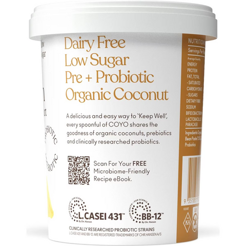 Coyo Dairy Free Yoghurt Probiotic Low Sugar Vanilla Bean 500g