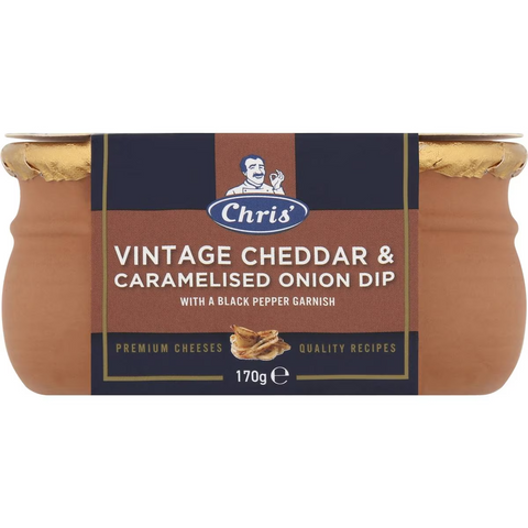 Chris' Heritage Dips Vintage Cheddar & Caramelised Onion Cheese 170g