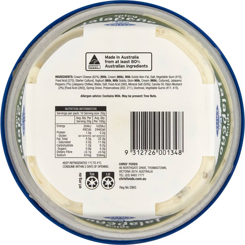 Chris' Spicy Jalapeno Dip & Spread 200g