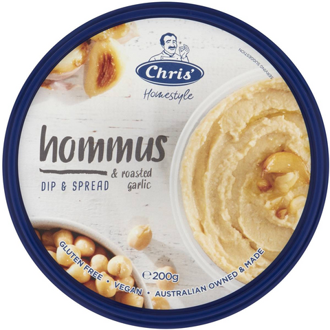 Chris' Hommus & Roasted Garlic Dip & Spread 200g