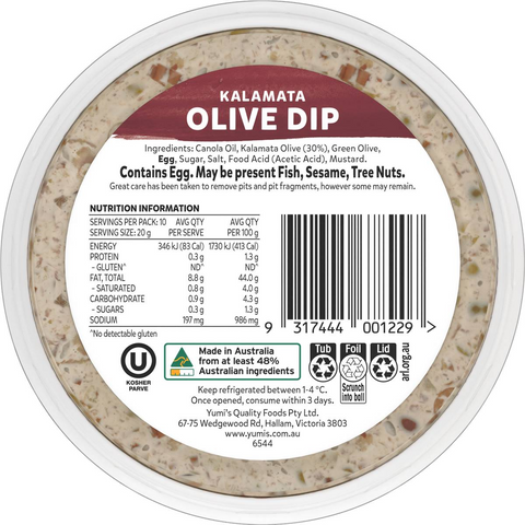 Yumi's Kalamata Olive Dip 200g