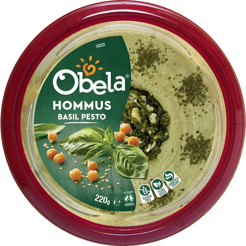 Obela Hommus Garnished Basil Pesto 220g