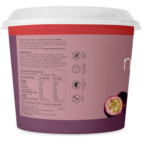 Nakula Plant Based Coconut Yoghurt Passionfruit 700g