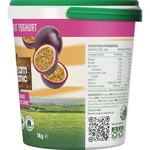 Five:am Organic Yoghurt Passionfruit 1kg