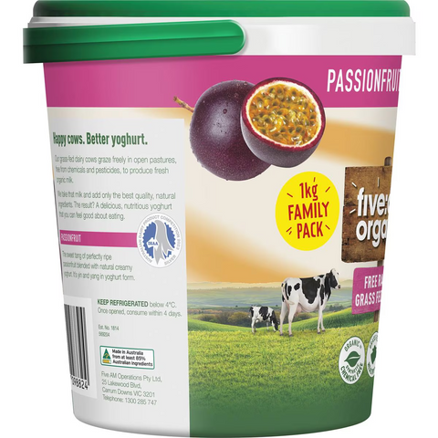 Five:am Organic Yoghurt Passionfruit 1kg