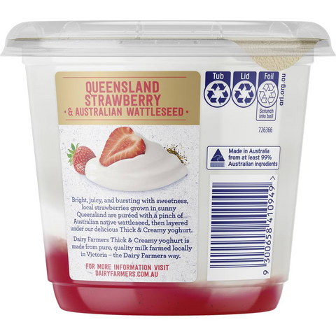 Dairy Farmers Thick & Creamy Strawberry & Wattleseed Yoghurt 550g