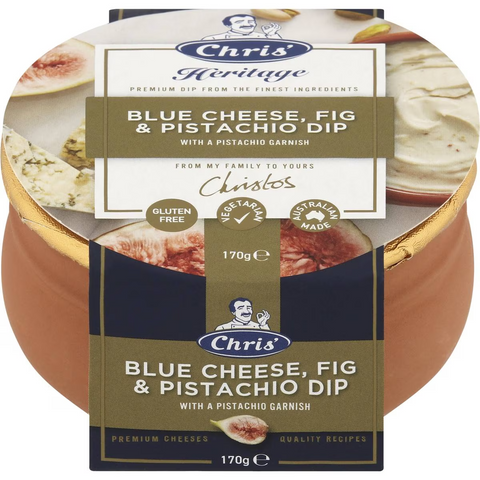 Chris' Heritage Dips Blue Cheese, Fig & Pistachio 170g